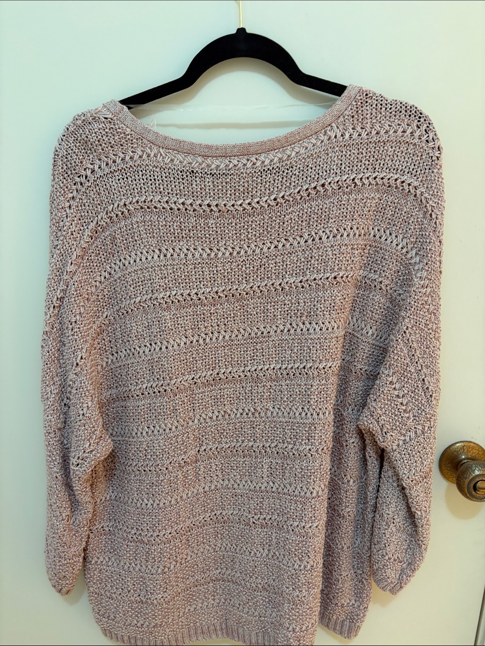 Chico's Dusty Rose Openwork Scoop-Neck Sweater - Picture 3 of 3